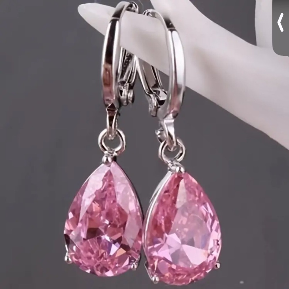 Elegant Pink Teardrop Earrings